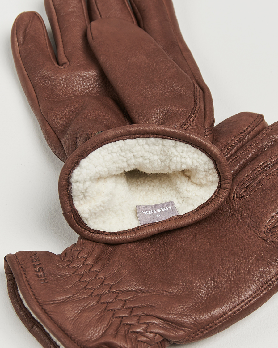 Hombres | Guantes | Hestra | Burensvik Deerskin Wool Pile Glove Chocolate