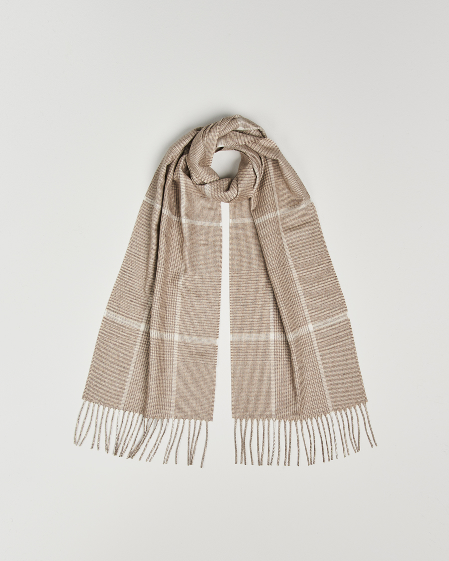 Hombres | Piacenza Cashmere Cashmere/Silk Overcheck Scarf Beige | Piacenza Cashmere | Cashmere/Silk Overcheck Scarf Beige