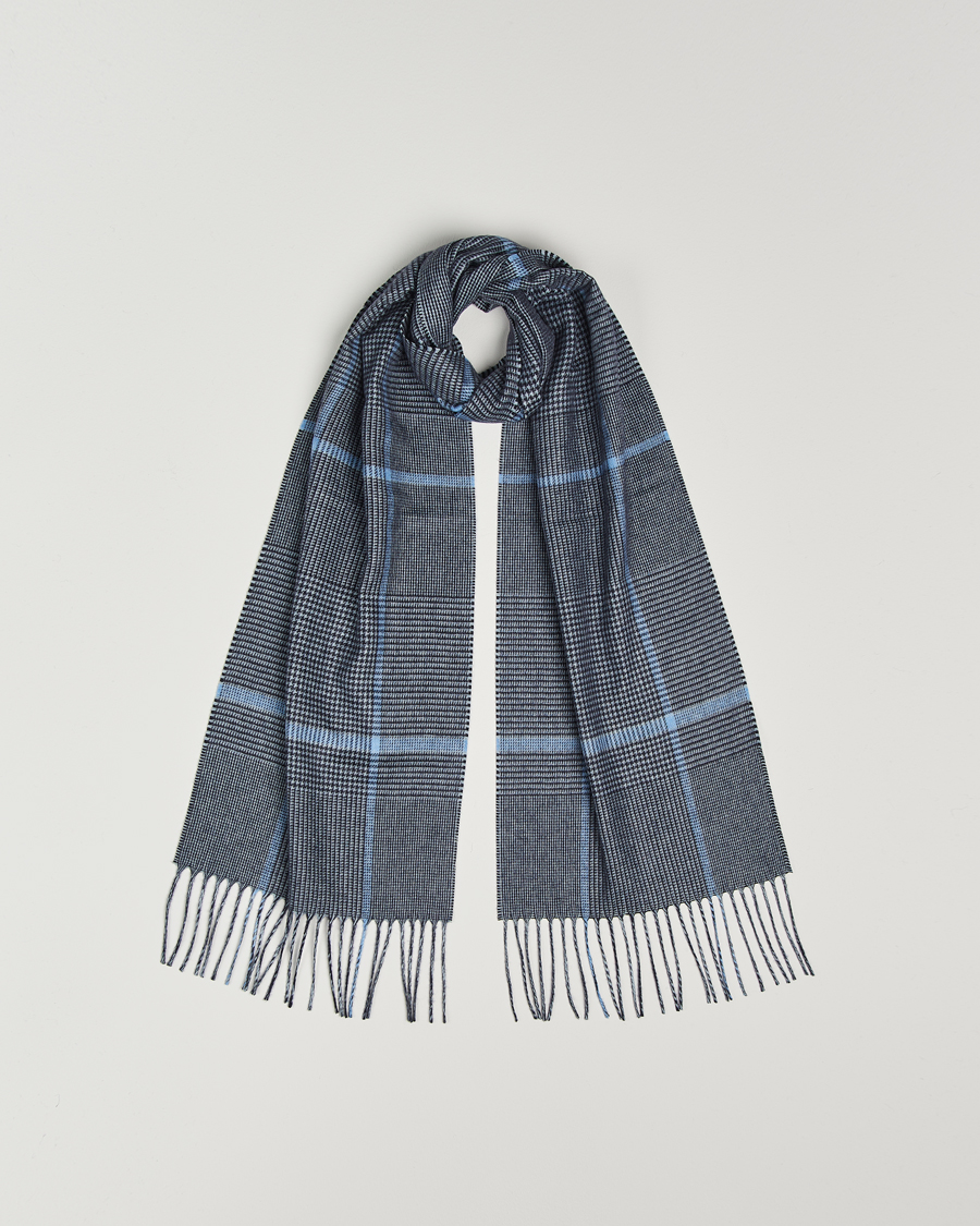 Hombres | Piacenza Cashmere Cashmere/Silk Overcheck Scarf Dark Blue | Piacenza Cashmere | Cashmere/Silk Overcheck Scarf Dark Blue