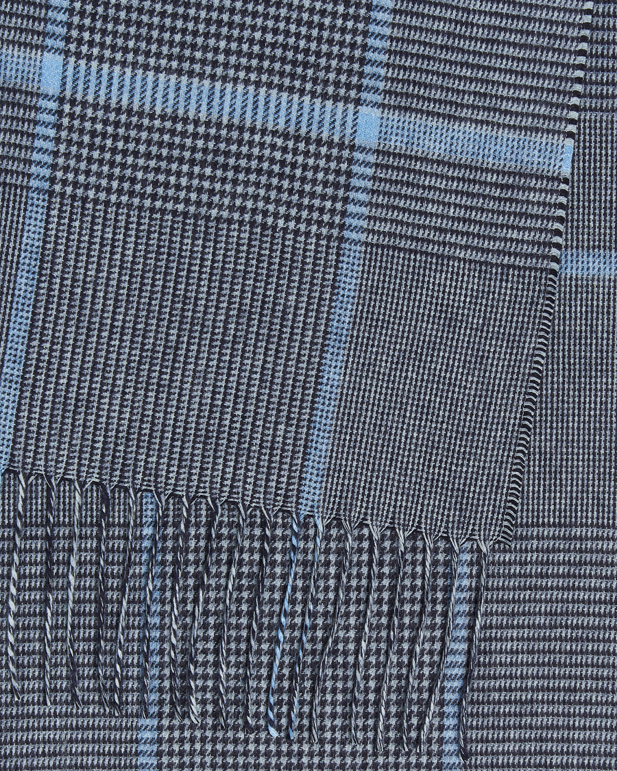 Hombres | Piacenza Cashmere Cashmere/Silk Overcheck Scarf Dark Blue | Piacenza Cashmere | Cashmere/Silk Overcheck Scarf Dark Blue