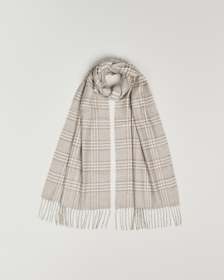 Hombres | Piacenza Cashmere Cashmere/Silk Houndstooth Scarf Light Beige | Piacenza Cashmere | Cashmere/Silk Houndstooth Scarf Light Beige