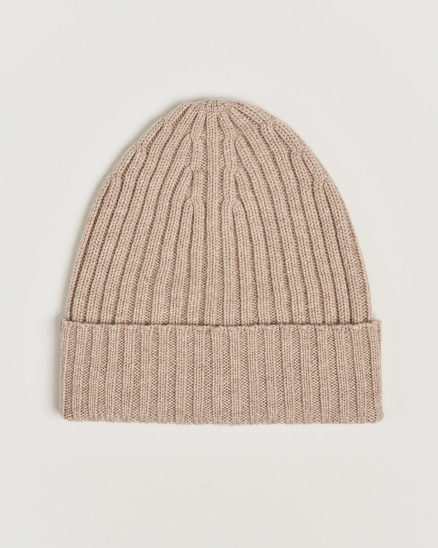 Hombres | Piacenza Cashmere Ribbed Cashmere Beanie Light Beige | Piacenza Cashmere | Ribbed Cashmere Beanie Light Beige