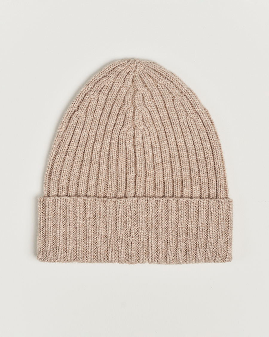 Hombres | Piacenza Cashmere Ribbed Cashmere Beanie Light Beige | Piacenza Cashmere | Ribbed Cashmere Beanie Light Beige