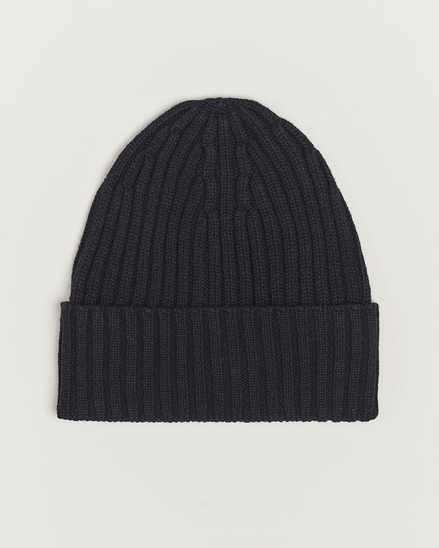 Hombres | Piacenza Cashmere Ribbed Cashmere Beanie Black | Piacenza Cashmere | Ribbed Cashmere Beanie Black