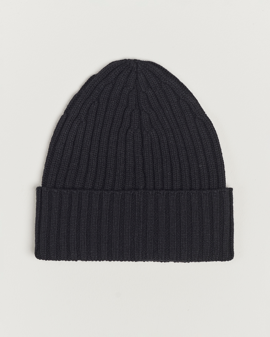 Hombres | Piacenza Cashmere Ribbed Cashmere Beanie Black | Piacenza Cashmere | Ribbed Cashmere Beanie Black