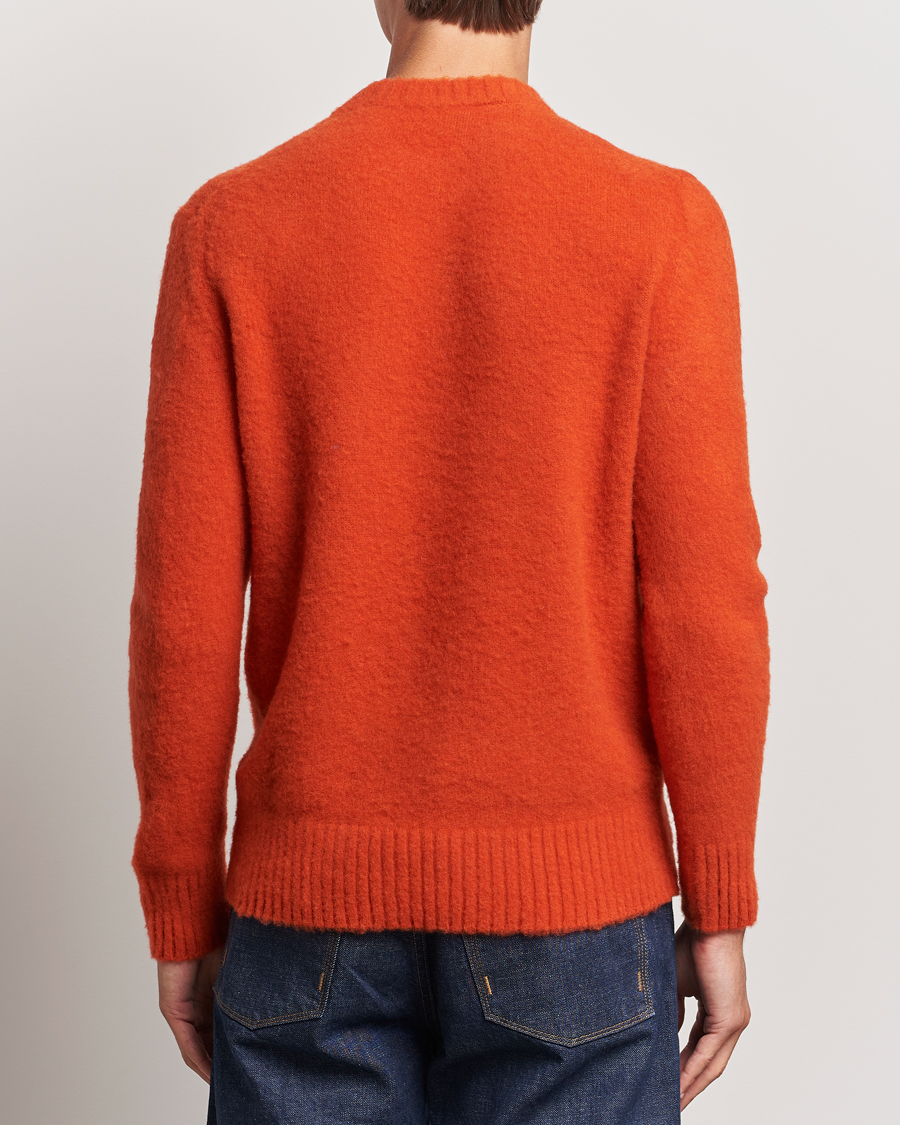 Hombres | Jerséis y prendas de punto | Piacenza Cashmere | Brushed Wool Crew Neck Orange