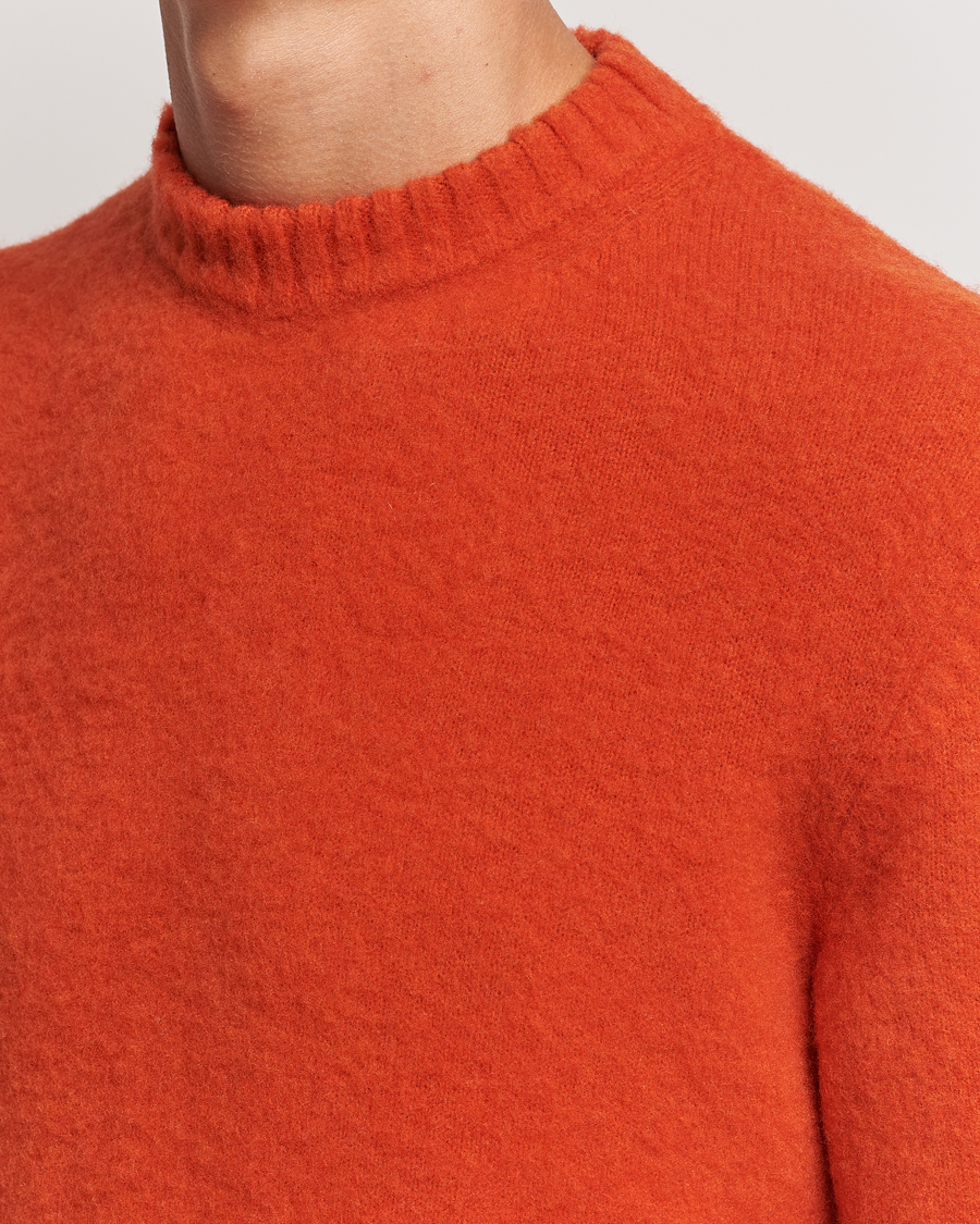 Hombres | Jerséis y prendas de punto | Piacenza Cashmere | Brushed Wool Crew Neck Orange