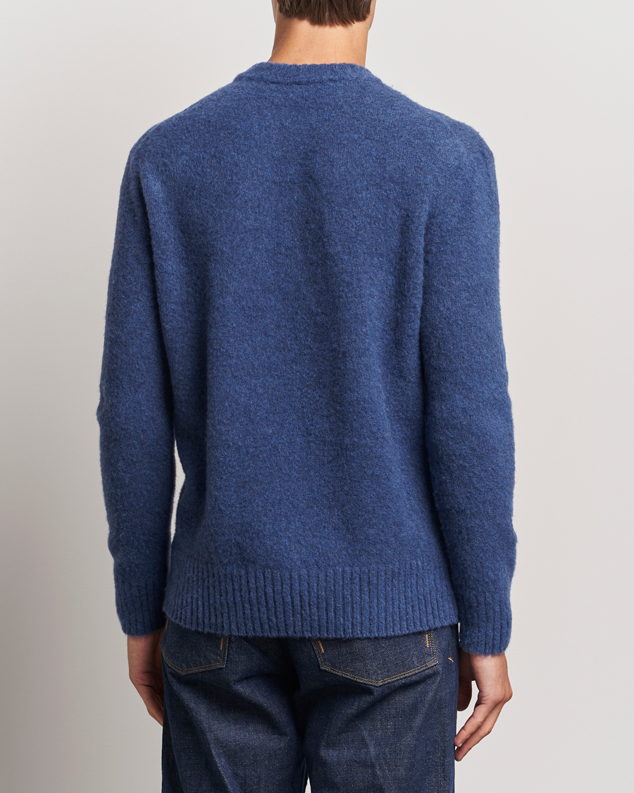 Hombres | Jerséis y prendas de punto | Piacenza Cashmere | Brushed Wool Crew Neck Blue Melange