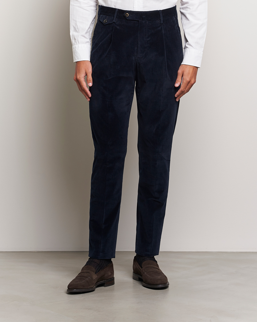 Hombres | Pantalones | PT01 | Slim Fit Corduroy Trousers Navy