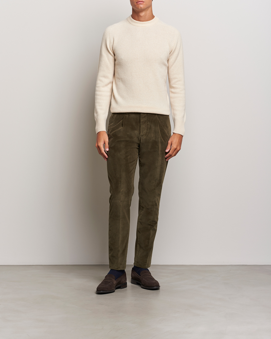 Hombres | Pantalones | PT01 | Slim Fit Corduroy Trousers Dark Green