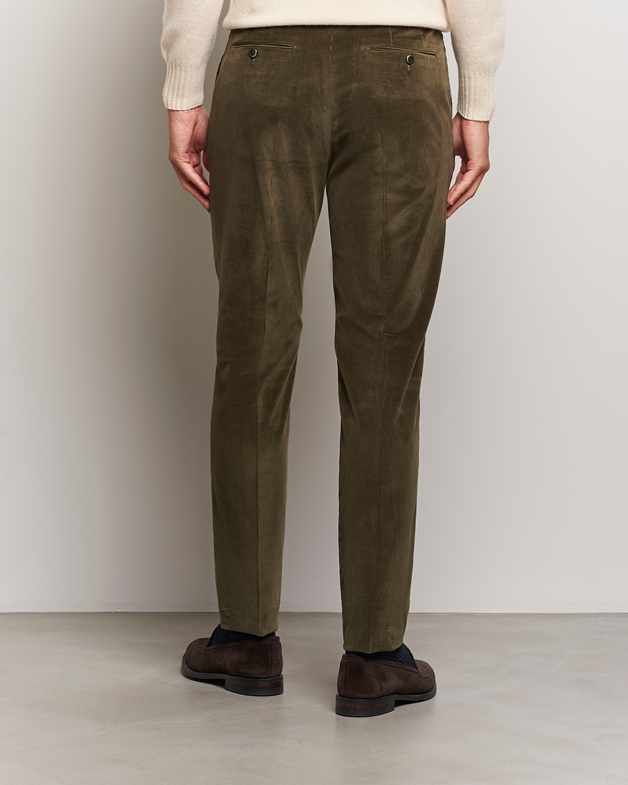 Hombres | Pantalones | PT01 | Slim Fit Corduroy Trousers Dark Green
