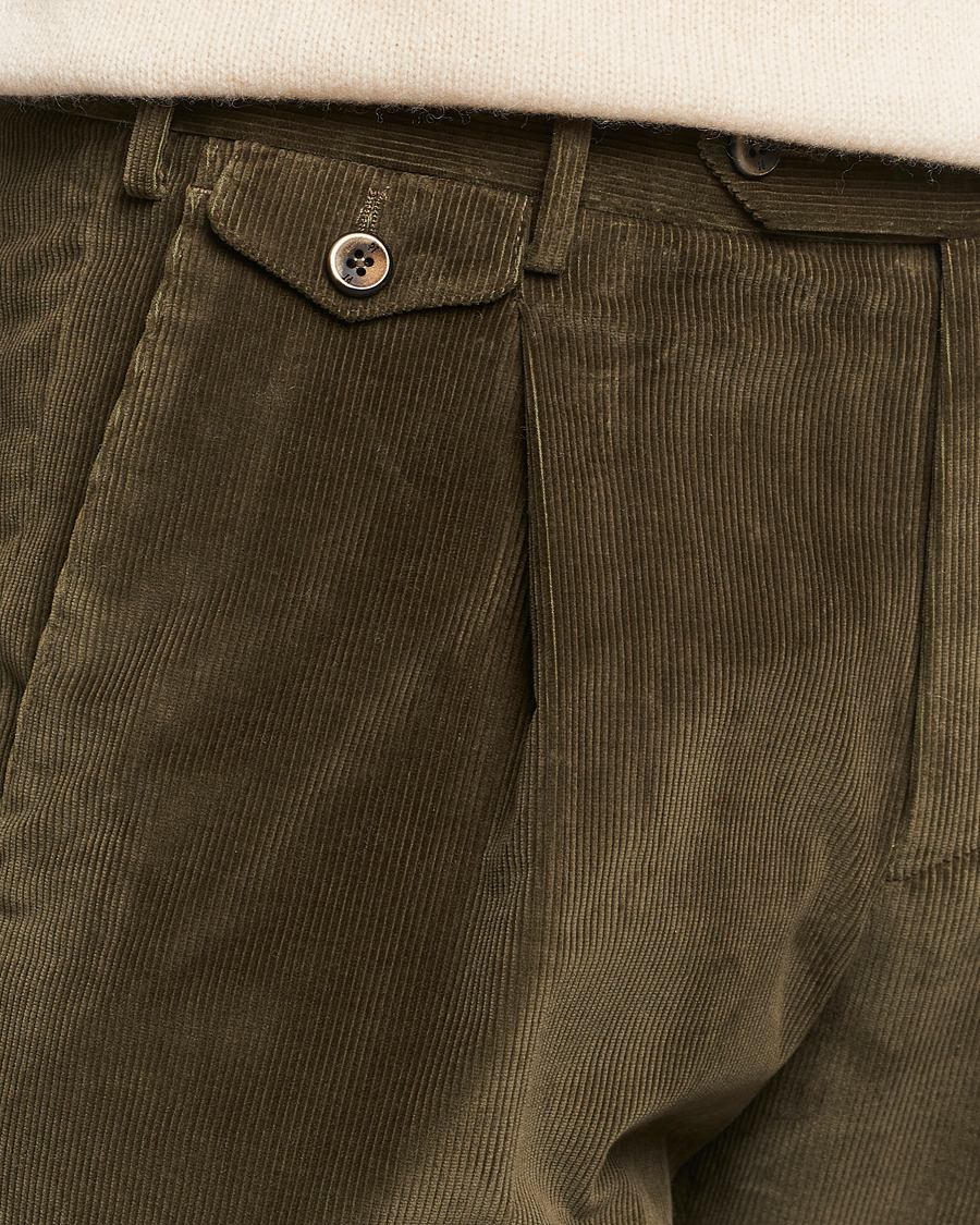 Hombres | Pantalones | PT01 | Slim Fit Corduroy Trousers Dark Green