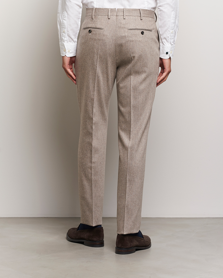 Hombres | Pantalones | PT01 | Slim Fit Pleated Wool/Cashmere Trousers Beige