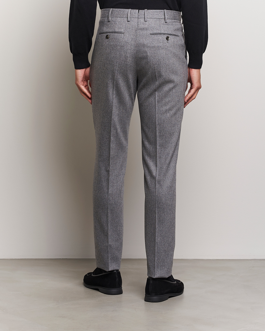 Hombres | Pantalones | PT01 | Slim Fit Pleated Wool/Cashmere Trousers Grey Melange