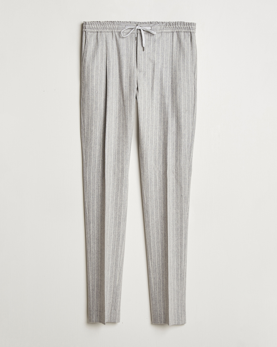 Hombres | Pantalones | PT01 | Slim Fit Wool/Cashmere Drawstring Trousers Light Grey
