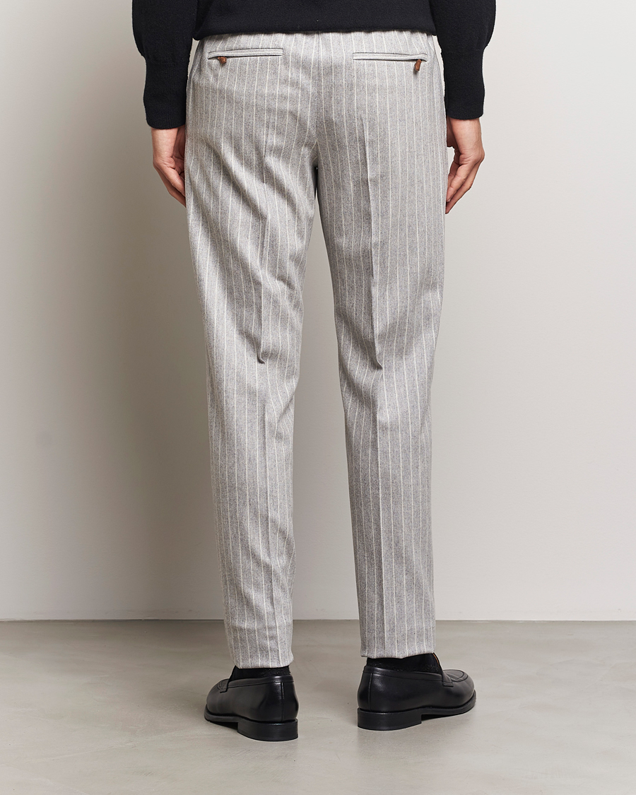 Hombres | Pantalones | PT01 | Slim Fit Wool/Cashmere Drawstring Trousers Light Grey