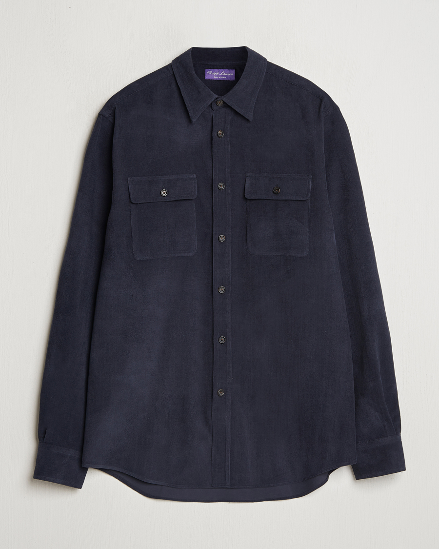 Hombres | Camisas | Ralph Lauren Purple Label | Cotton/Cashmere Corduroy Overshirt Navy