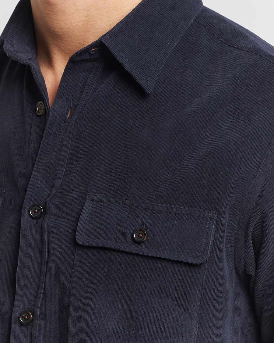 Hombres | Camisas | Ralph Lauren Purple Label | Cotton/Cashmere Corduroy Overshirt Navy