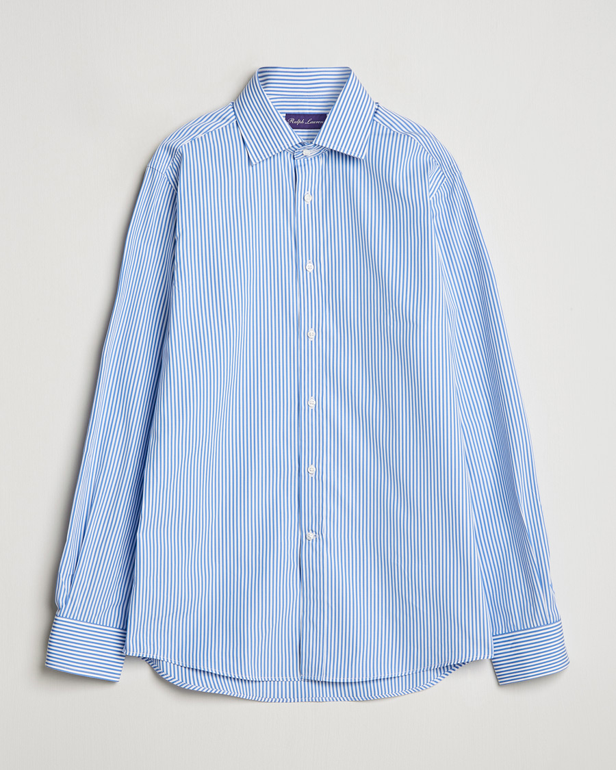 Hombres | Camisas | Ralph Lauren Purple Label | Pop Stripe Cotton Shirt Light Blue