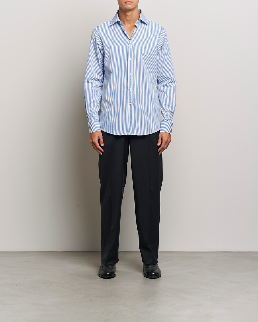 Hombres | Camisas | Ralph Lauren Purple Label | Pop Stripe Cotton Shirt Light Blue