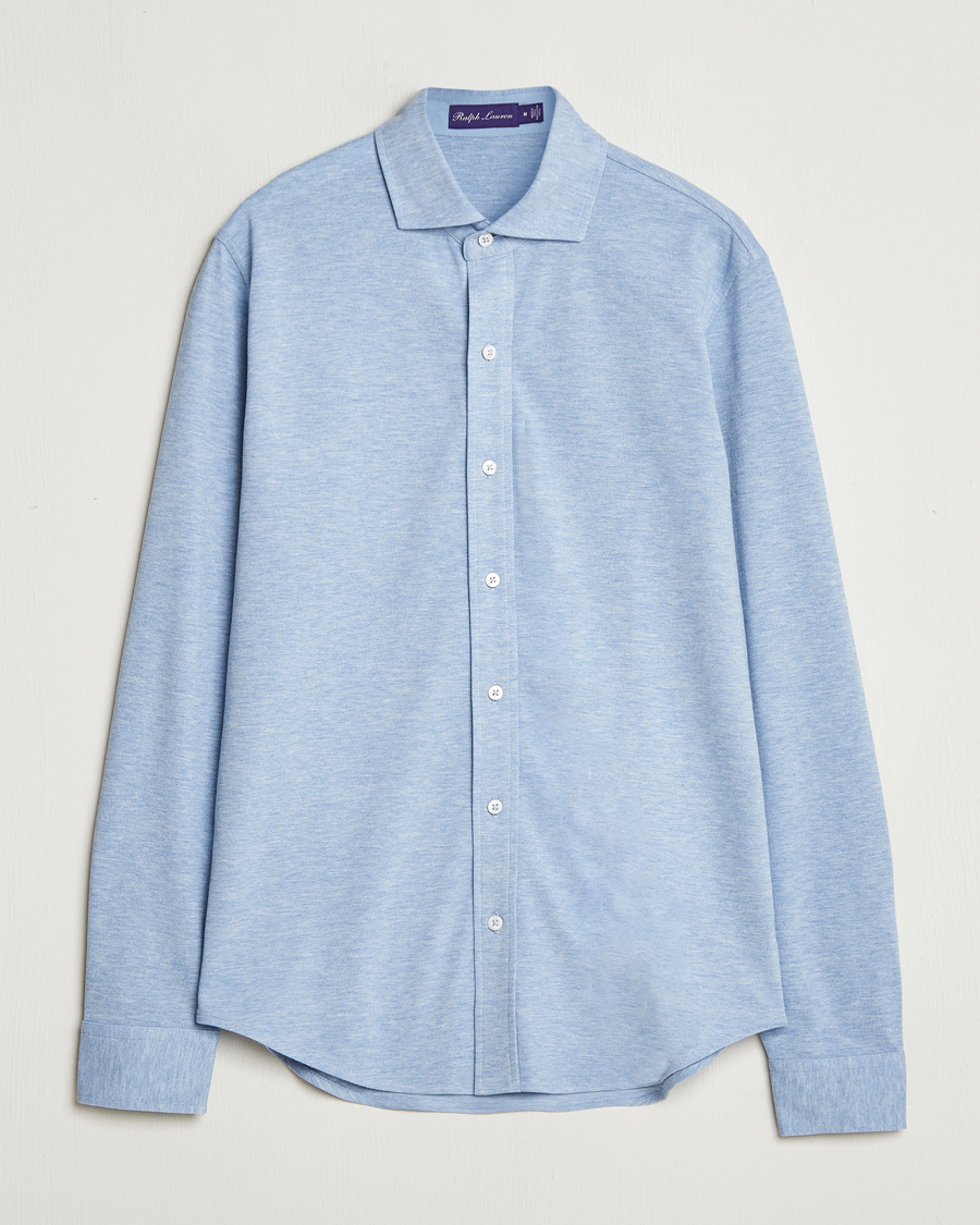 Hombres | Camisas | Ralph Lauren Purple Label | Cotton Piquet Shirt Light Blue