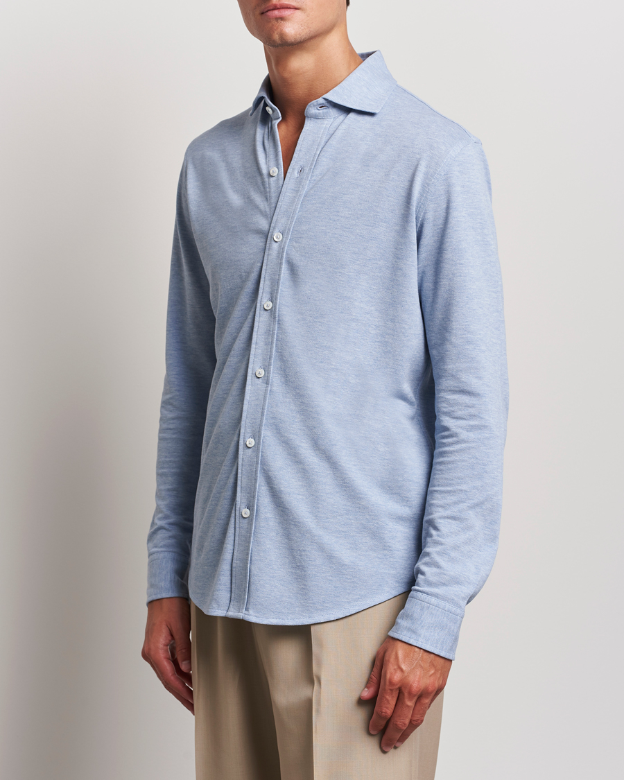 Hombres | Camisas | Ralph Lauren Purple Label | Cotton Piquet Shirt Light Blue