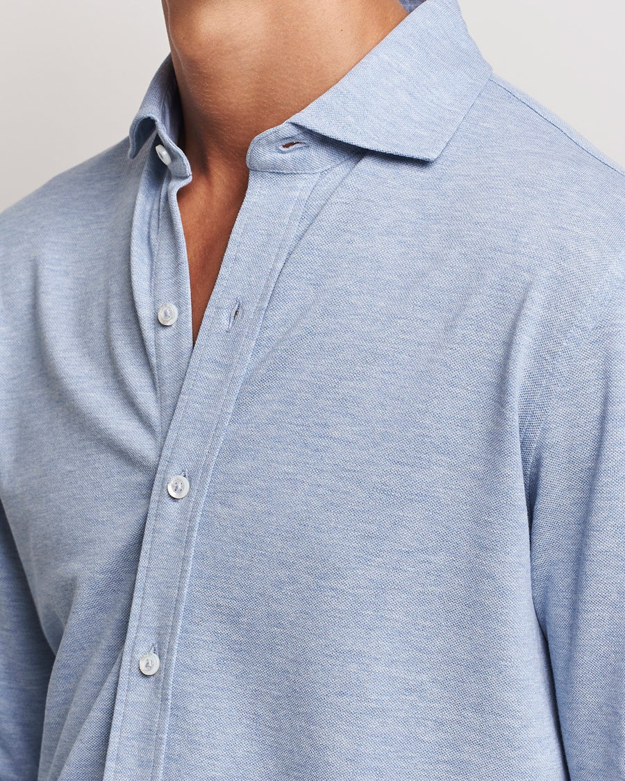 Hombres | Camisas | Ralph Lauren Purple Label | Cotton Piquet Shirt Light Blue