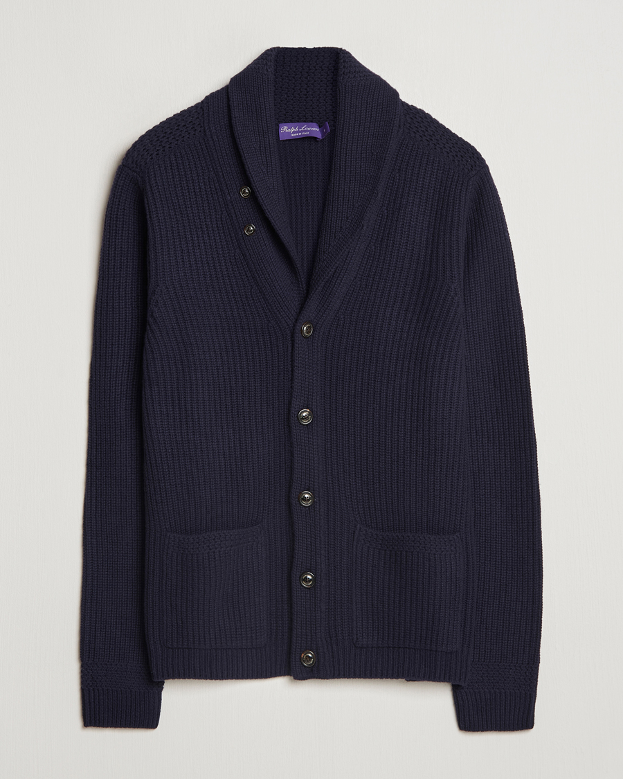 Hombres | Jerséis y prendas de punto | Ralph Lauren Purple Label | Cashmere Shawl Cardigan Navy
