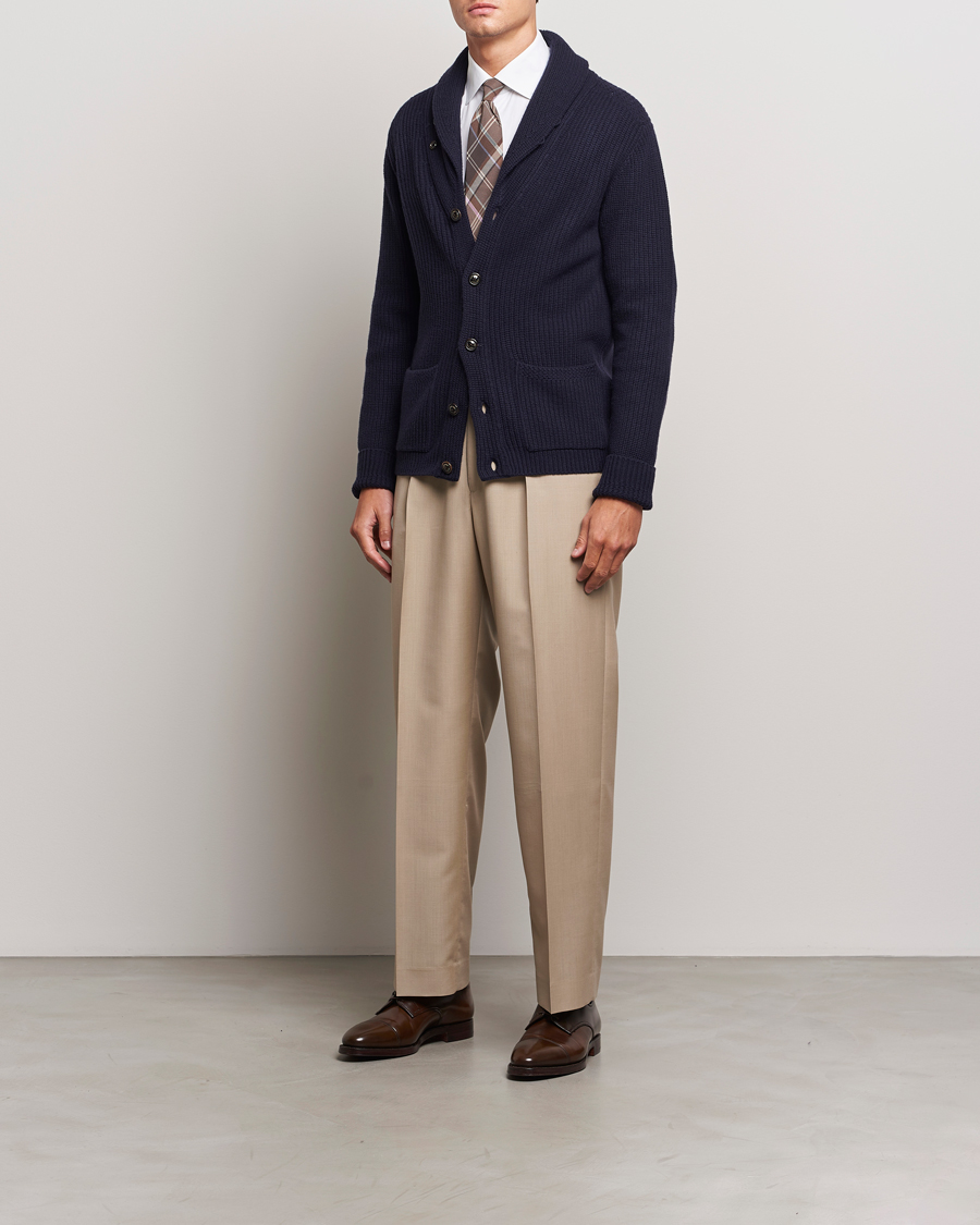 Hombres | Jerséis y prendas de punto | Ralph Lauren Purple Label | Cashmere Shawl Cardigan Navy