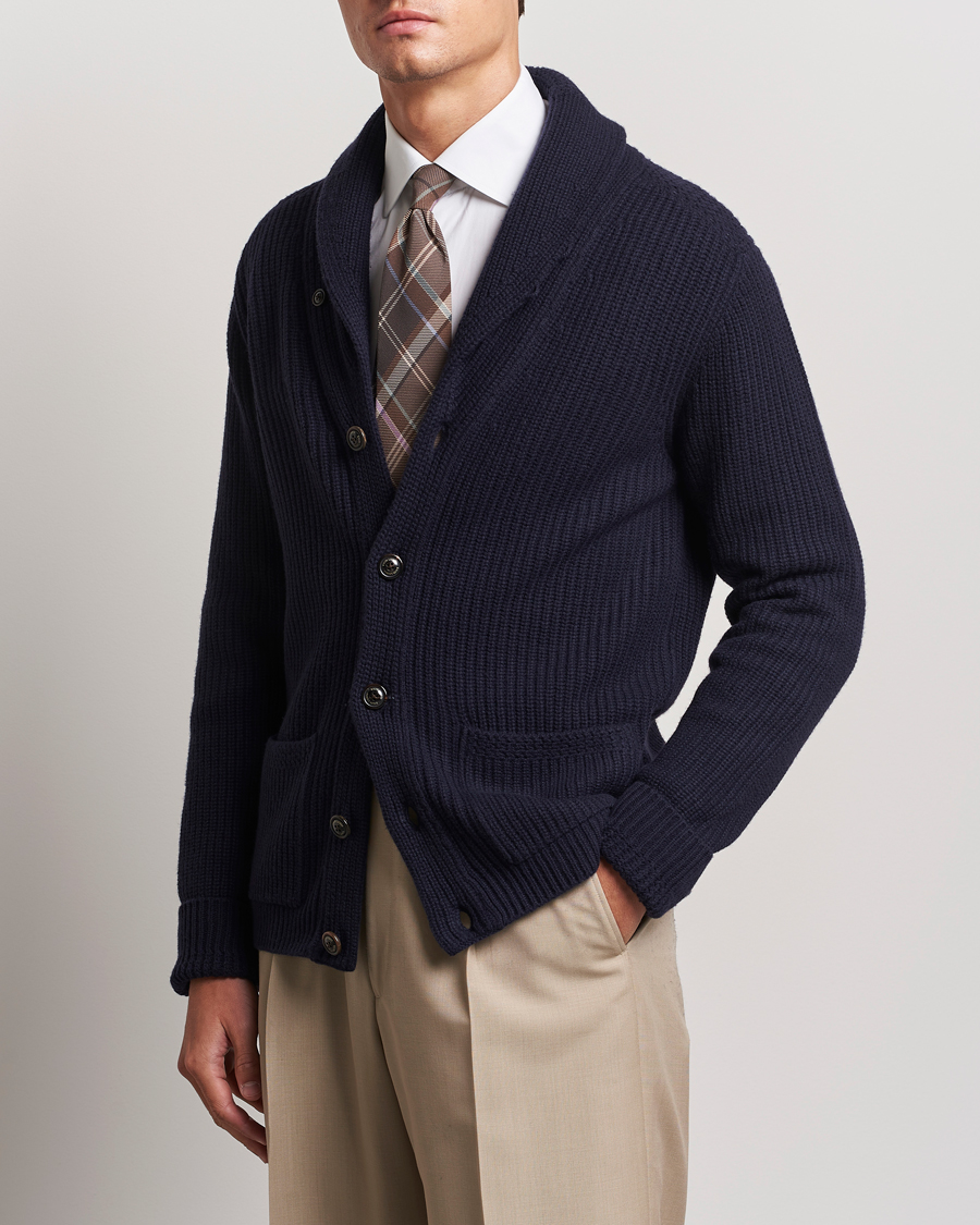 Hombres | Jerséis y prendas de punto | Ralph Lauren Purple Label | Cashmere Shawl Cardigan Navy