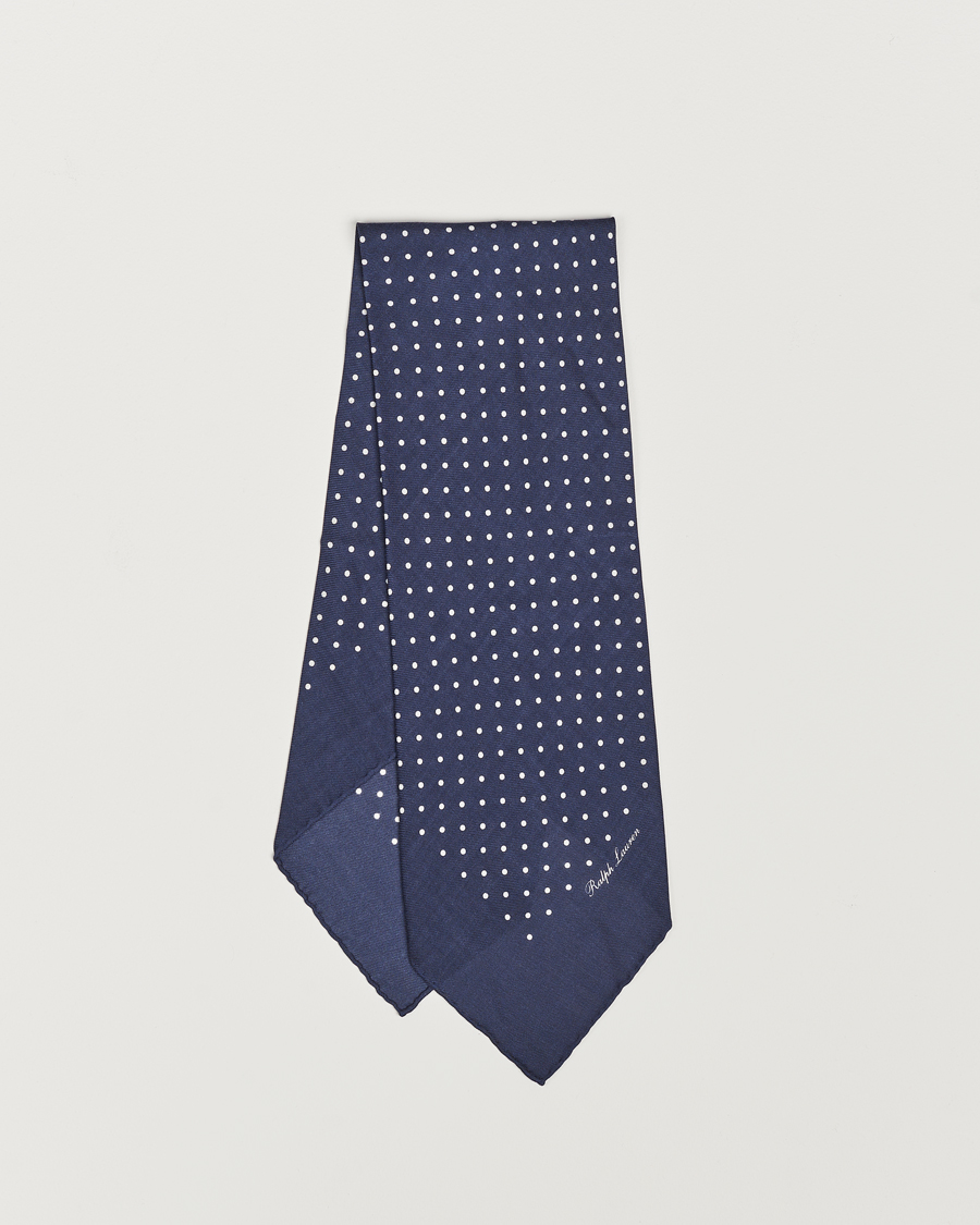 Hombres | Ralph Lauren Purple Label Printed Cashmere Scarf Navy Dot | Ralph Lauren Purple Label | Printed Cashmere Scarf Navy Dot