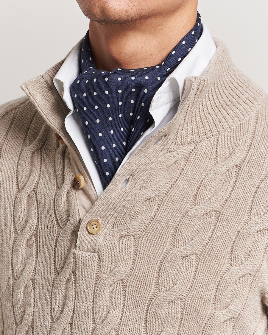 Hombres | Ralph Lauren Purple Label Printed Cashmere Scarf Navy Dot | Ralph Lauren Purple Label | Printed Cashmere Scarf Navy Dot