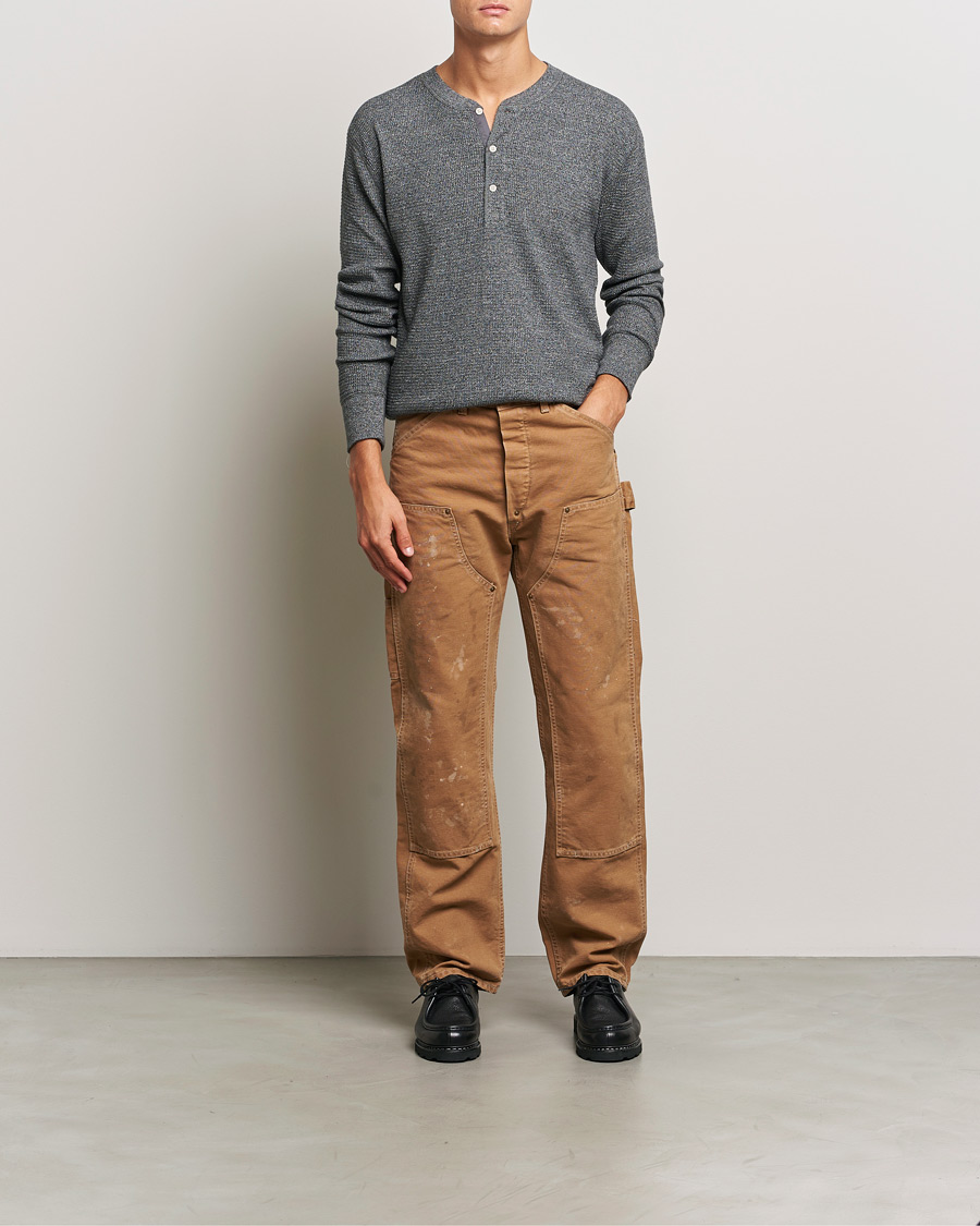 Hombres | Jerséis y prendas de punto | RRL | Long Sleeve Henley Charcoal Heather