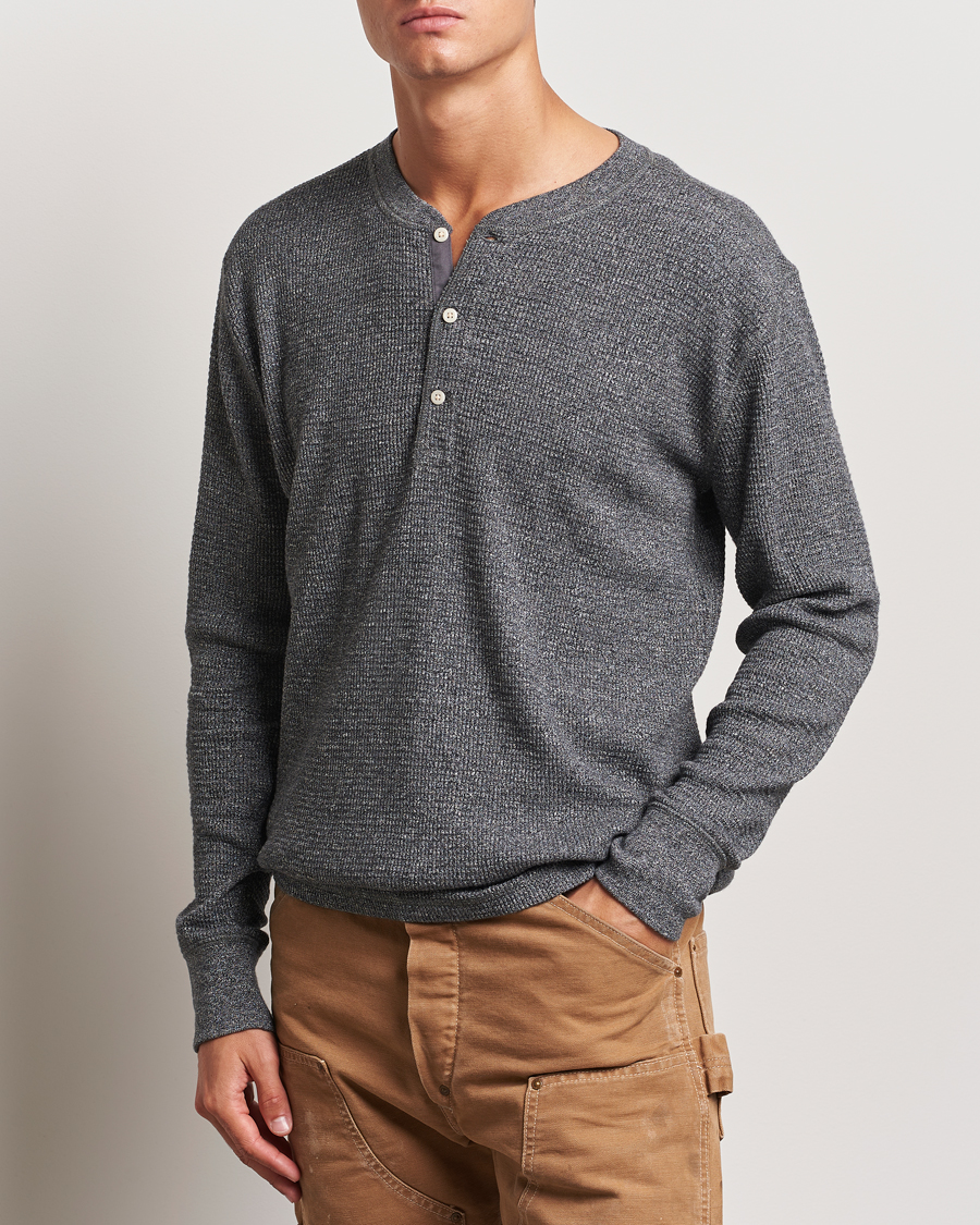 Hombres | Jerséis y prendas de punto | RRL | Long Sleeve Henley Charcoal Heather
