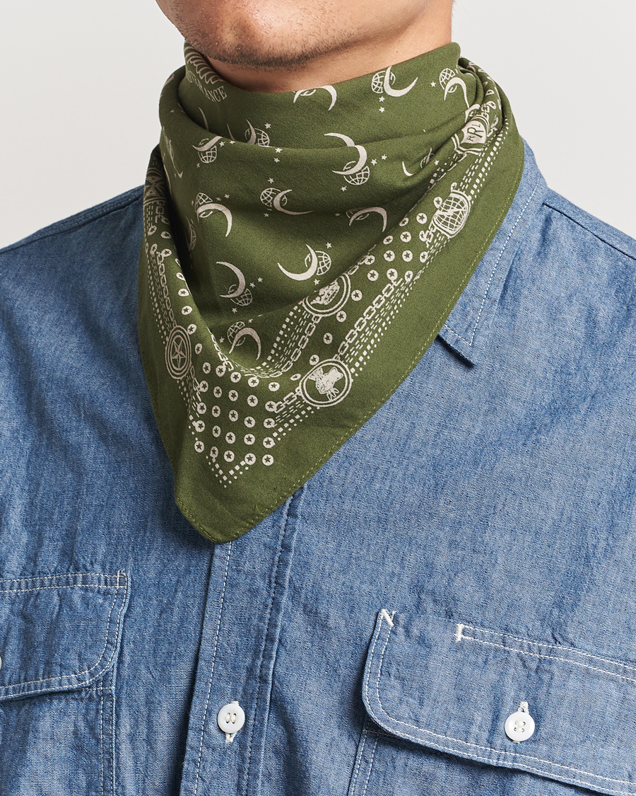 Hombres | RRL Flight Bandana Olive/Cream | RRL | Flight Bandana Olive/Cream