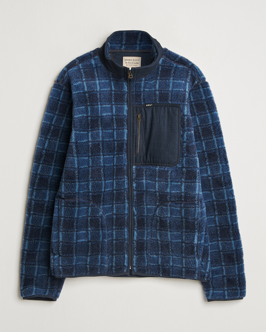Hombres | Jerséis y prendas de punto | RRL | Gabe Fleece Full Zip Navy Plaid