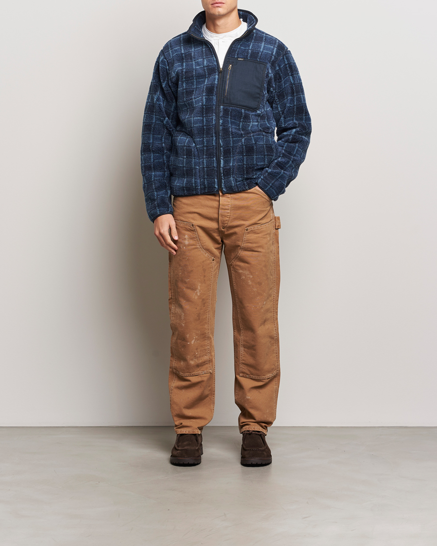 Hombres | Jerséis y prendas de punto | RRL | Gabe Fleece Full Zip Navy Plaid
