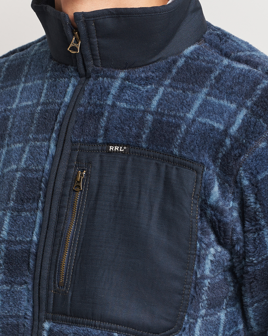 Hombres | Jerséis y prendas de punto | RRL | Gabe Fleece Full Zip Navy Plaid