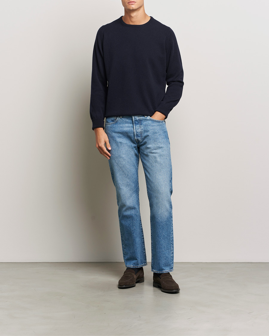 Hombres | Jerséis y prendas de punto | William Lockie | Rob Lambswool Crewneck Navy