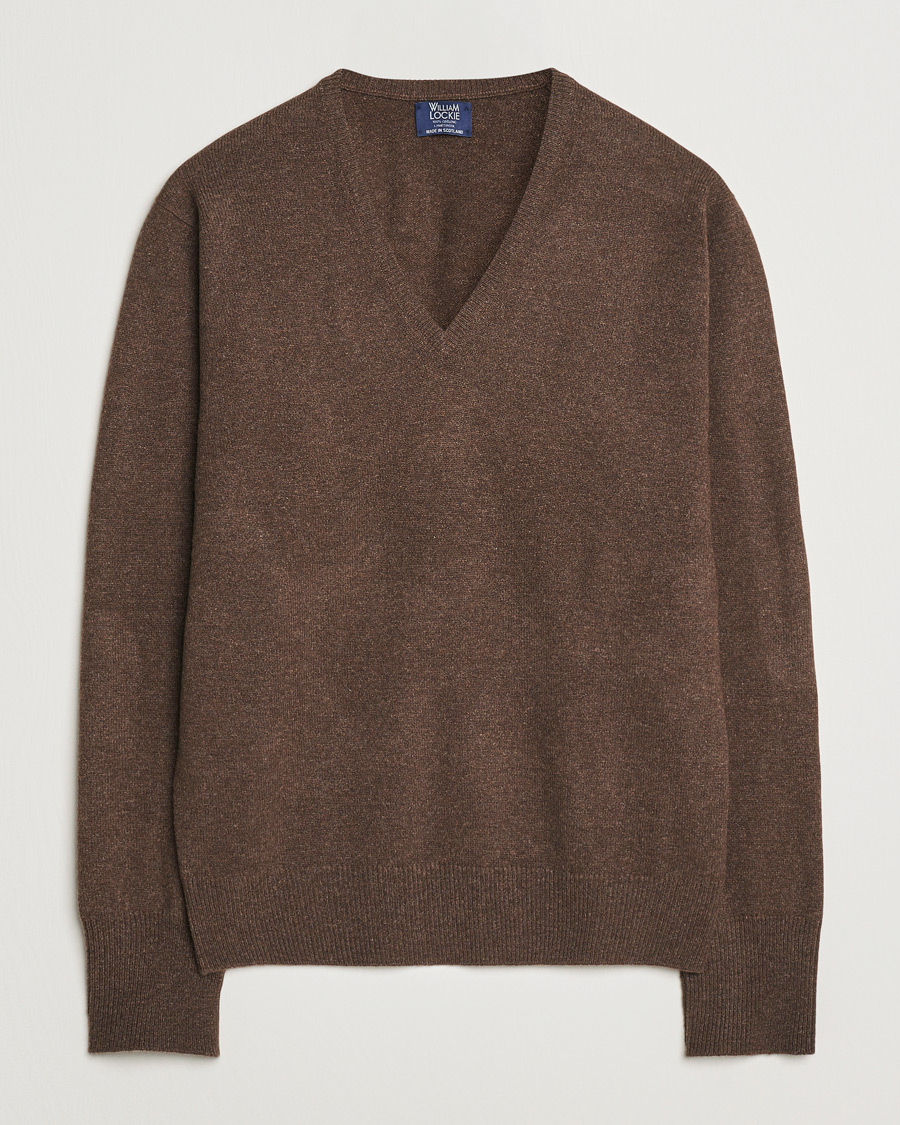 Hombres | Jerséis y prendas de punto | William Lockie | Rob Lambswool V-Neck Mocha