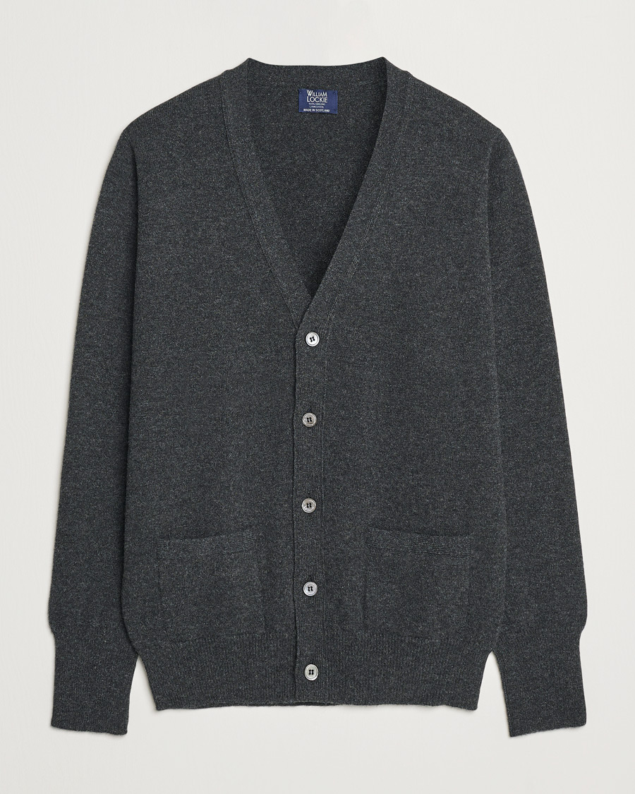 Hombres | Jerséis y prendas de punto | William Lockie | Rob Lambswool Cardigan Charcoal