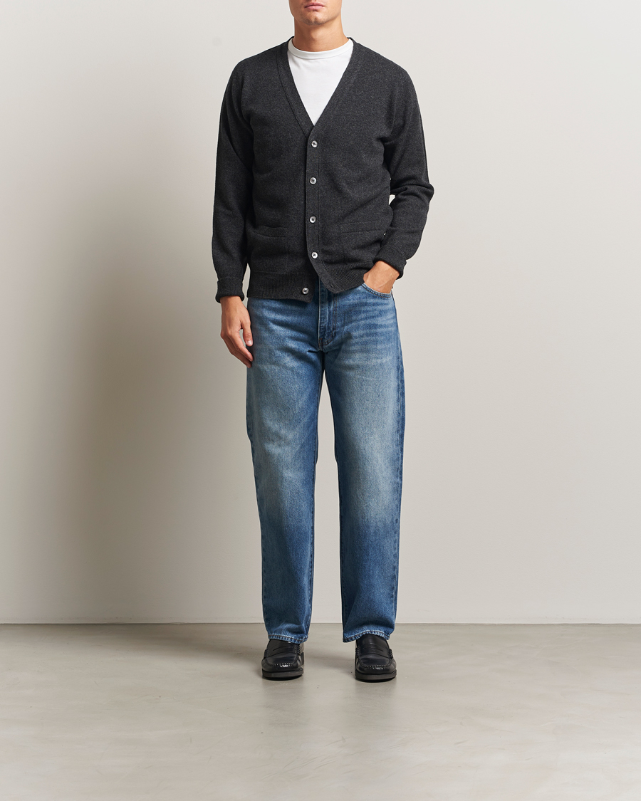 Hombres | Jerséis y prendas de punto | William Lockie | Rob Lambswool Cardigan Charcoal