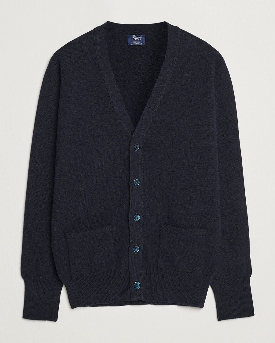 Hombres | Jerséis y prendas de punto | William Lockie | Rob Lambswool Cardigan Navy