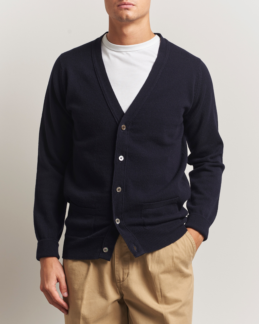 Hombres | Jerséis y prendas de punto | William Lockie | Rob Lambswool Cardigan Navy