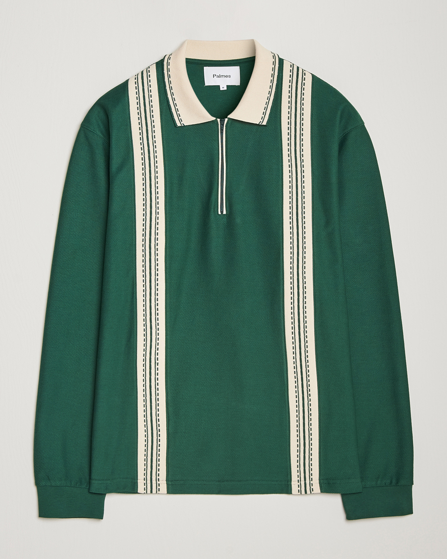 Hombres | Jerséis y prendas de punto | Palmes | Rio Long Sleeve Zip Polo Dark Green