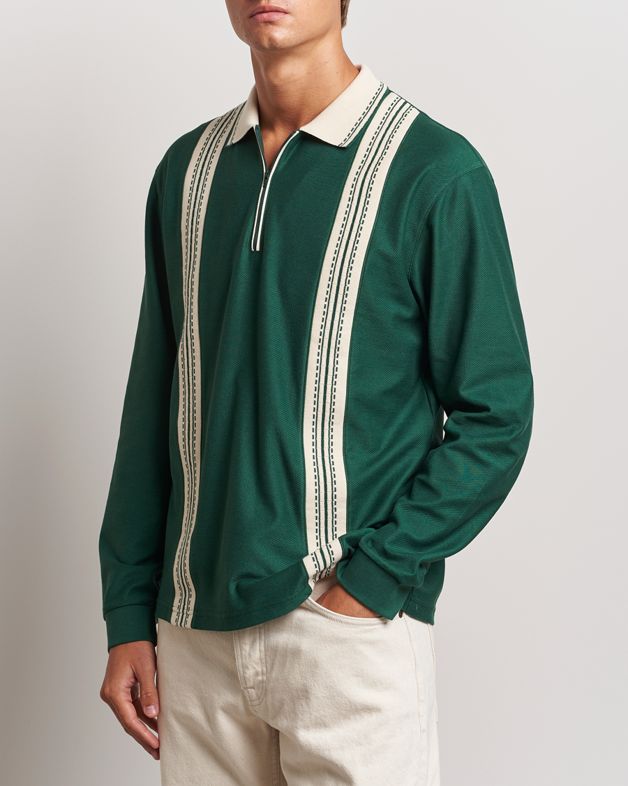 Hombres | Jerséis y prendas de punto | Palmes | Rio Long Sleeve Zip Polo Dark Green