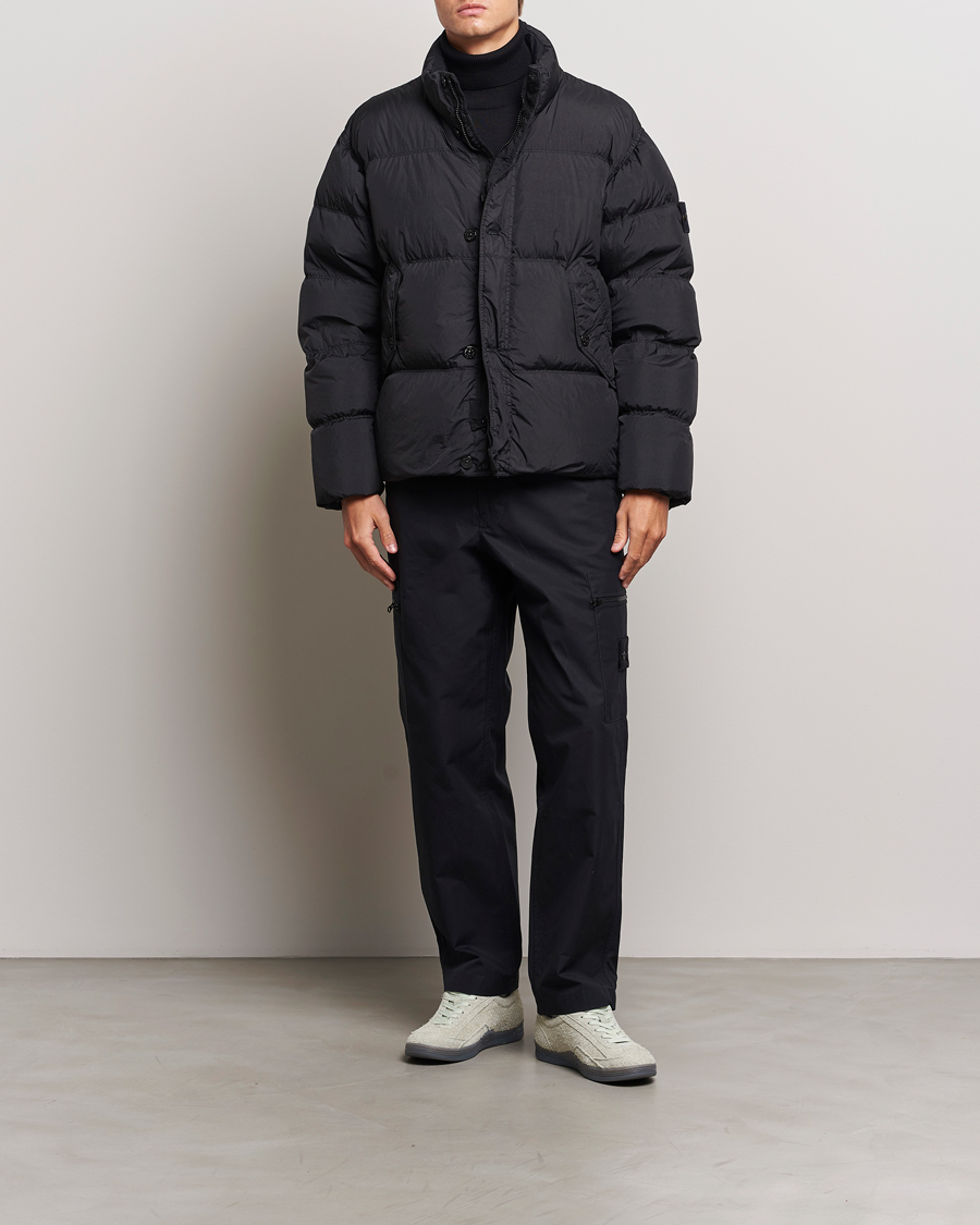 Stone Island Garment Dyed Recycled Nylon Down Jacket Black en