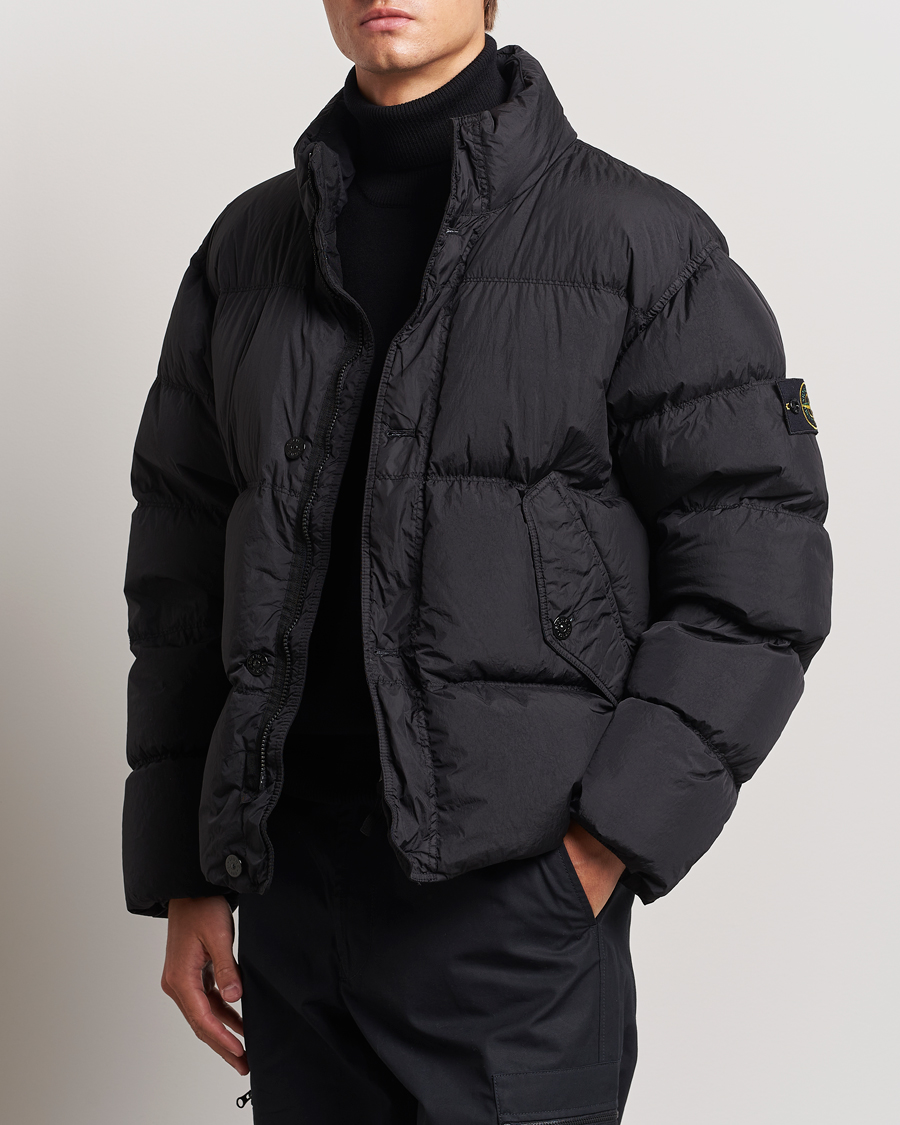 Stone Island Garment Dyed Recycled Nylon Down Jacket Black en