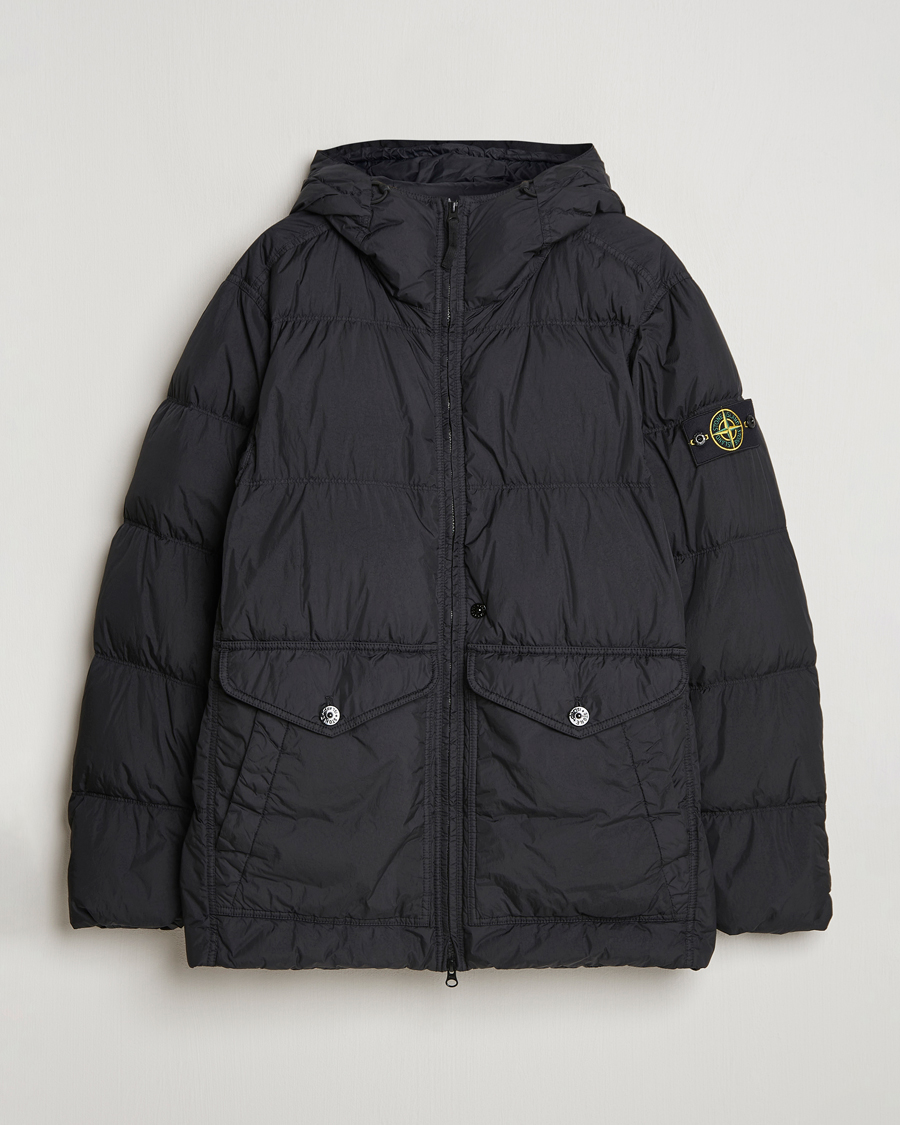 Hombres | Abrigos y chaquetas | Stone Island | Garment Dyed Recycled Nylon Down Hooded Jacket Black