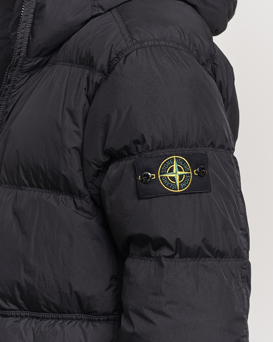 Hombres | Abrigos y chaquetas | Stone Island | Garment Dyed Recycled Nylon Down Hooded Jacket Black